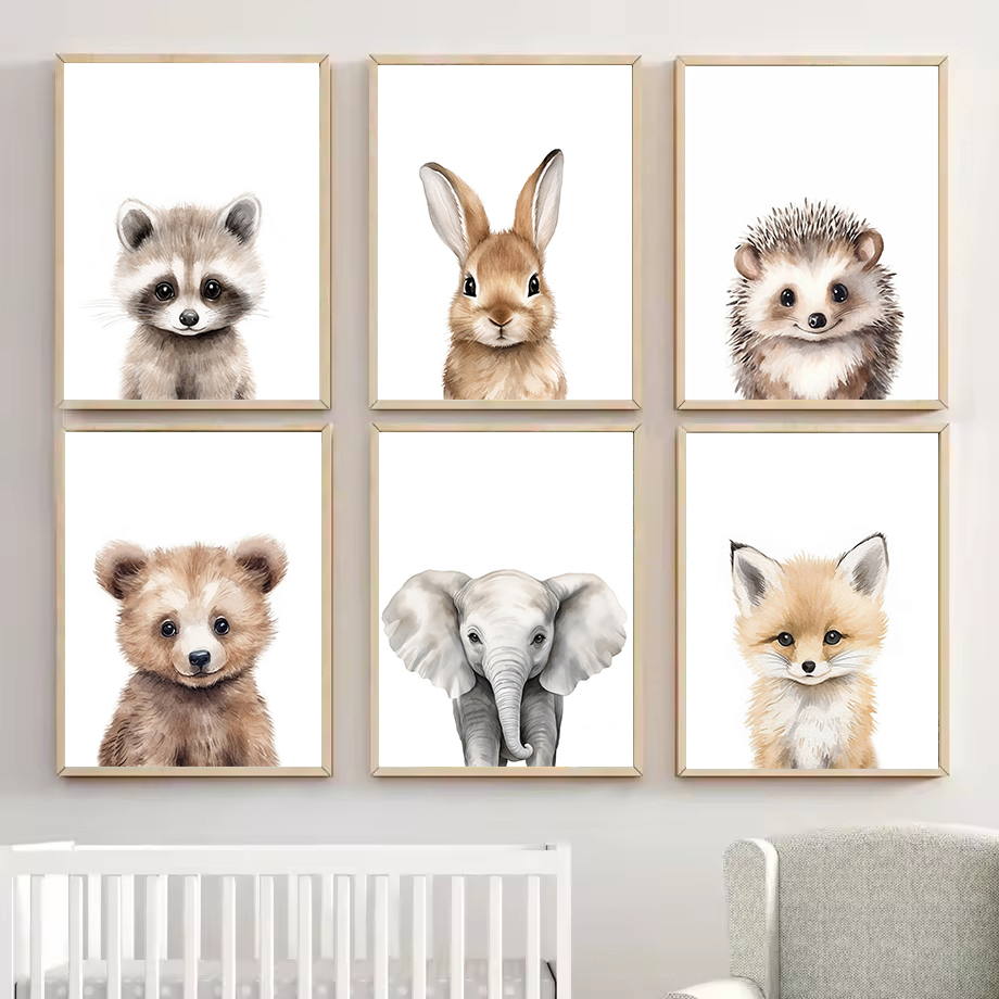 Baby Nursery Prints - 1 szt. Akwarelowy obraz na płótnie