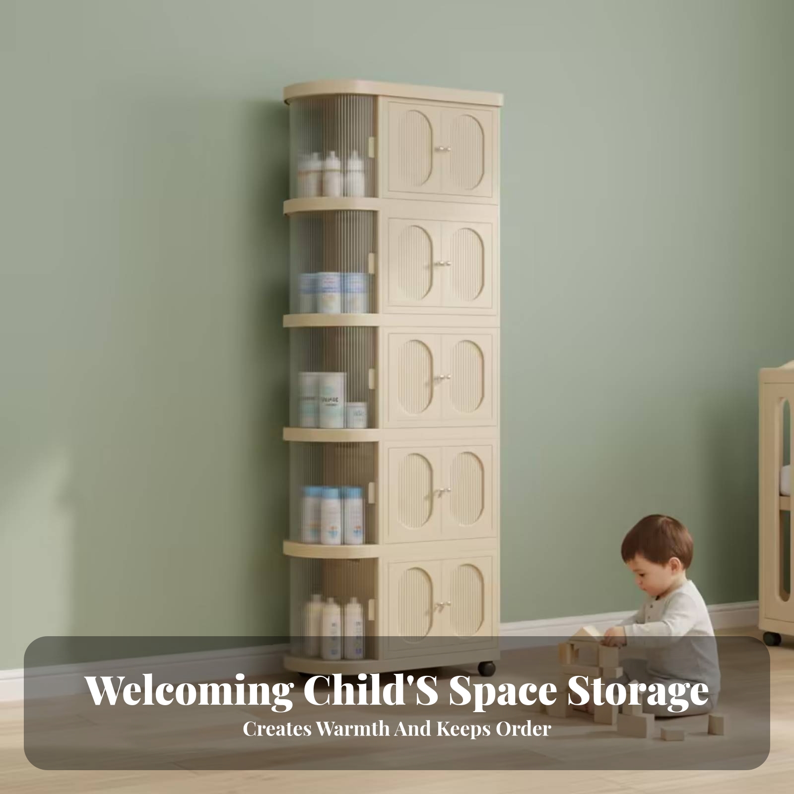 Baby Nursery Shelves - 5-poziomowa szafka dziecięca w ciepłym beżowym