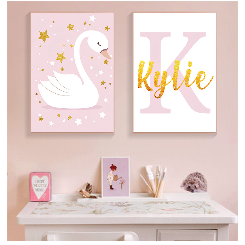 Baby Nursery Pink - Plakaty z imieniem na zamówienie, nordyckie