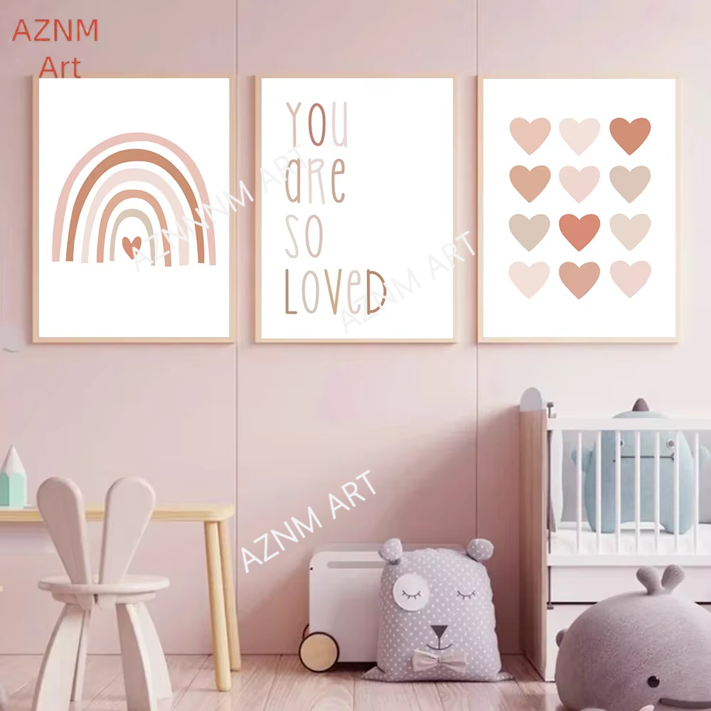 Baby Nursery Pink - 1/3 SZT., Plakaty na płótnie z