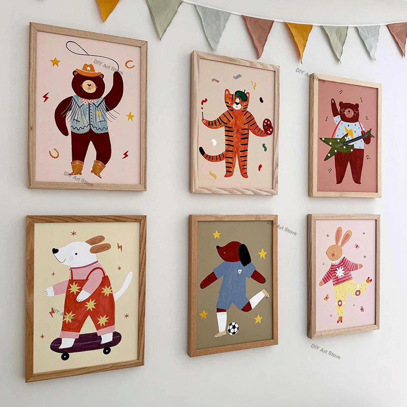 Baby Nursery Prints - Zabawne kreskówkowe zwierzęta, obraz na płótnie
