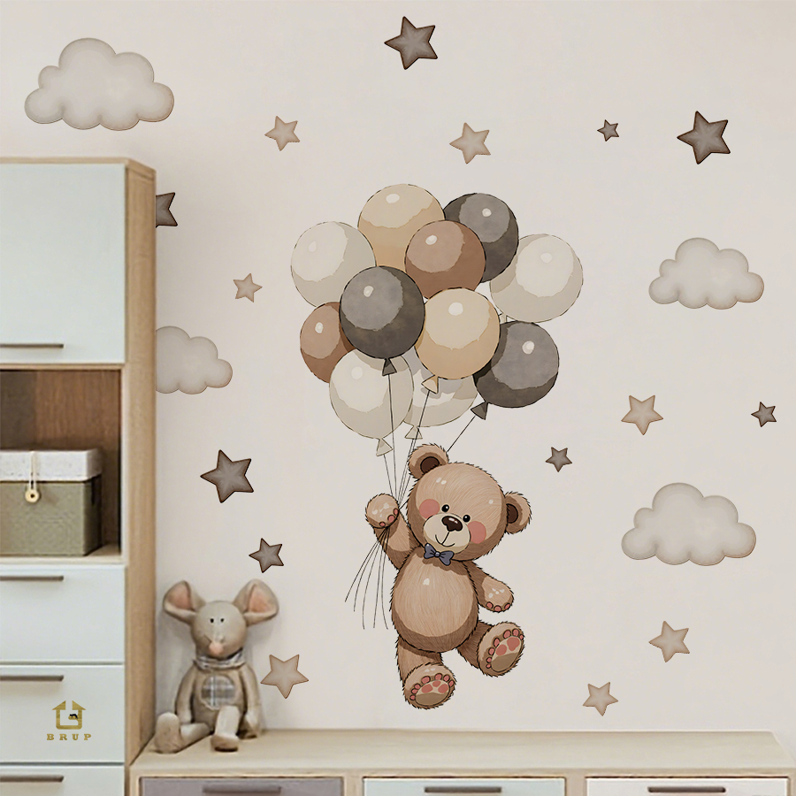 Baby Nursery Ideas - Urocze naklejki ścienne z misiami, zdejmowalne