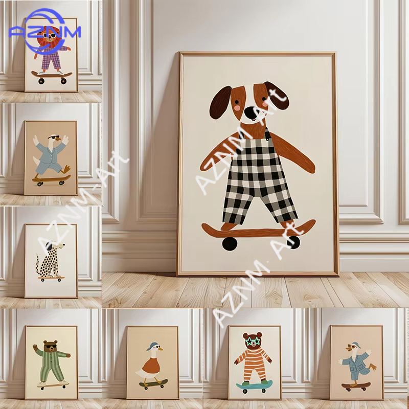 Baby Nursery Prints - 1 szt. Zabawny plakat ze zwierzętami