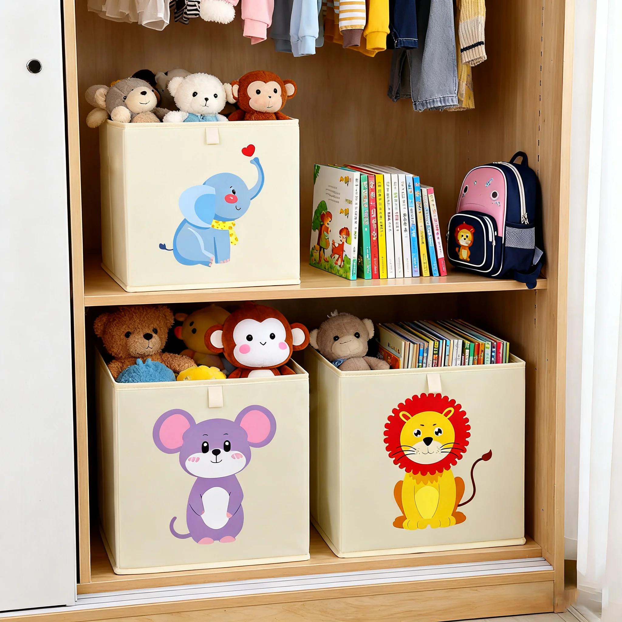 Storage Basket Fabric - Uroczy, kreskówkowy kosz na zabawki dla