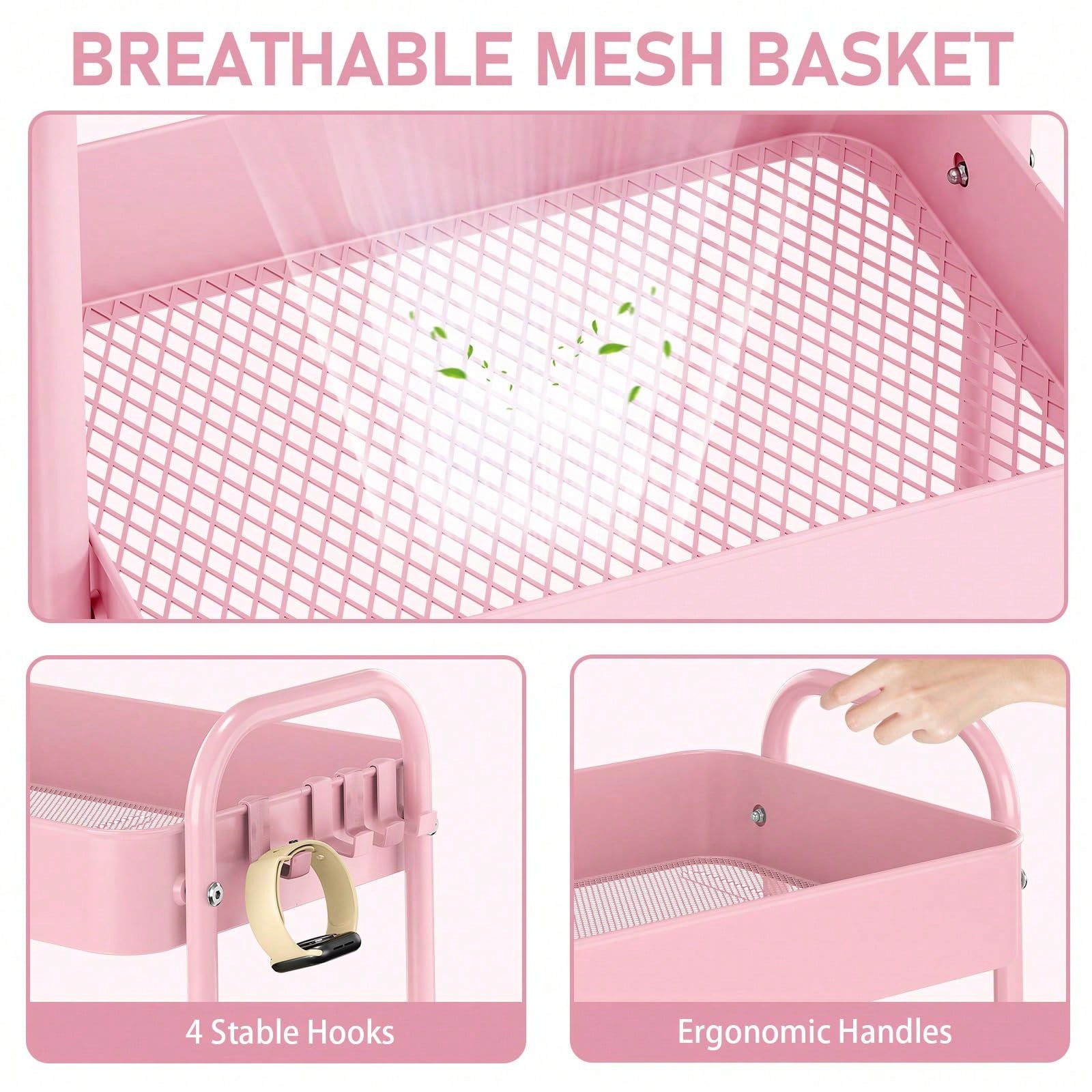 3-poziomowy metalowy wózek na  – Baby Nursery Pink recenzja i cena