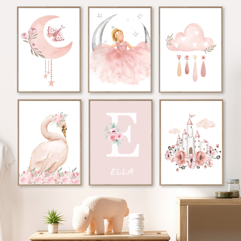 Pink Angel Girl Sun Moon Cloud – Baby Nursery Pink recenzja i cena