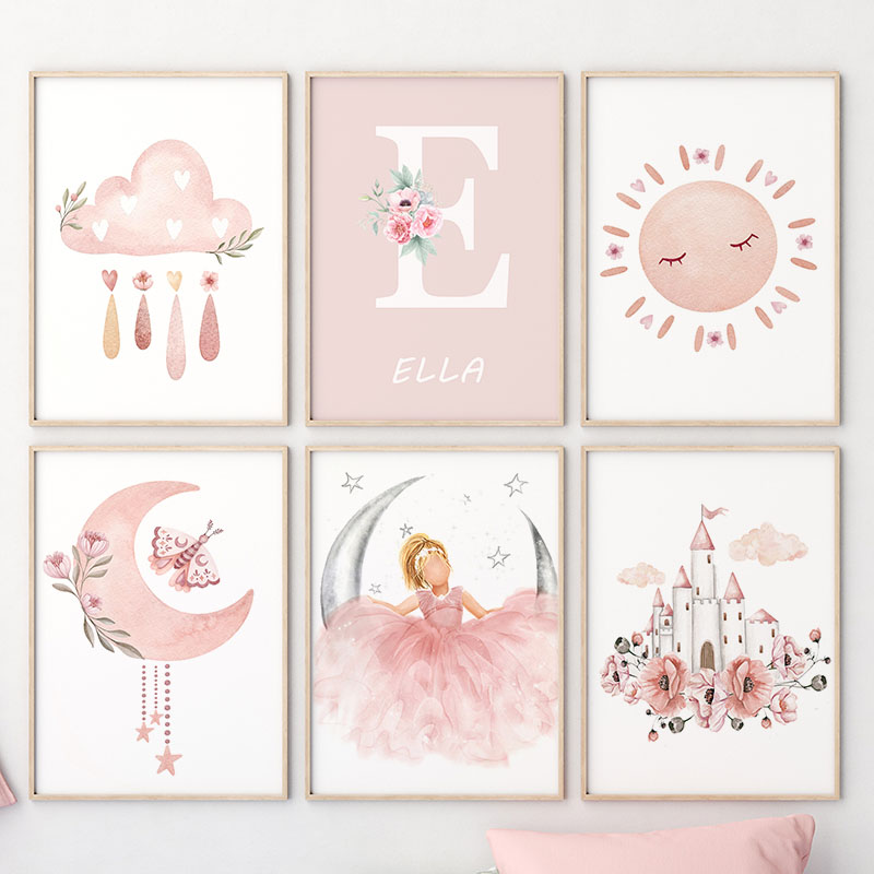 Pink Angel Girl Sun Moon Cloud – Baby Nursery Pink recenzja i cena