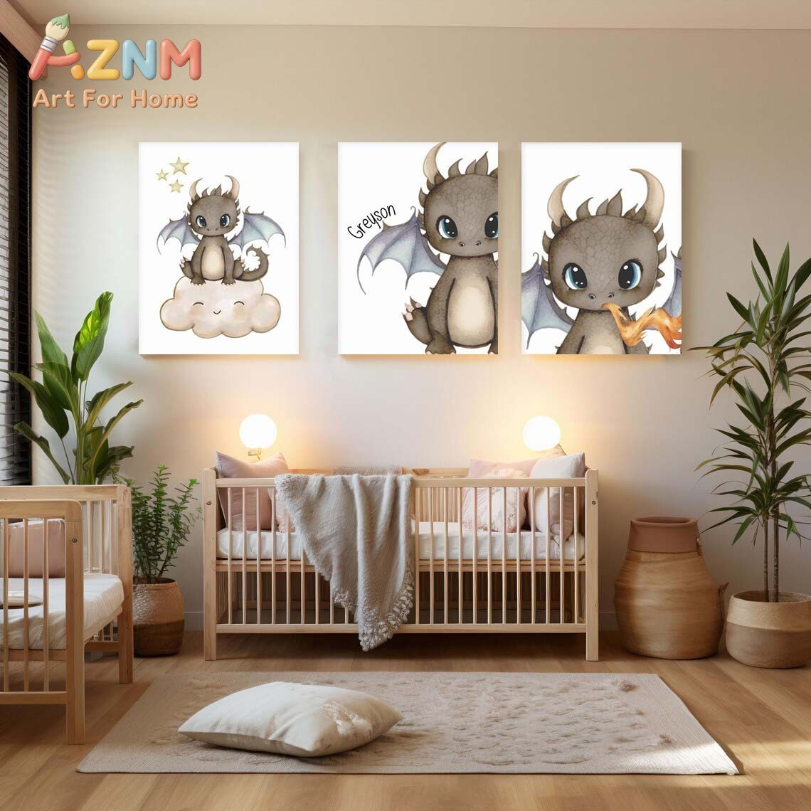 AZNM Uroczy Maluch Smok na Płó – Baby Nursery Prints recenzja i cena