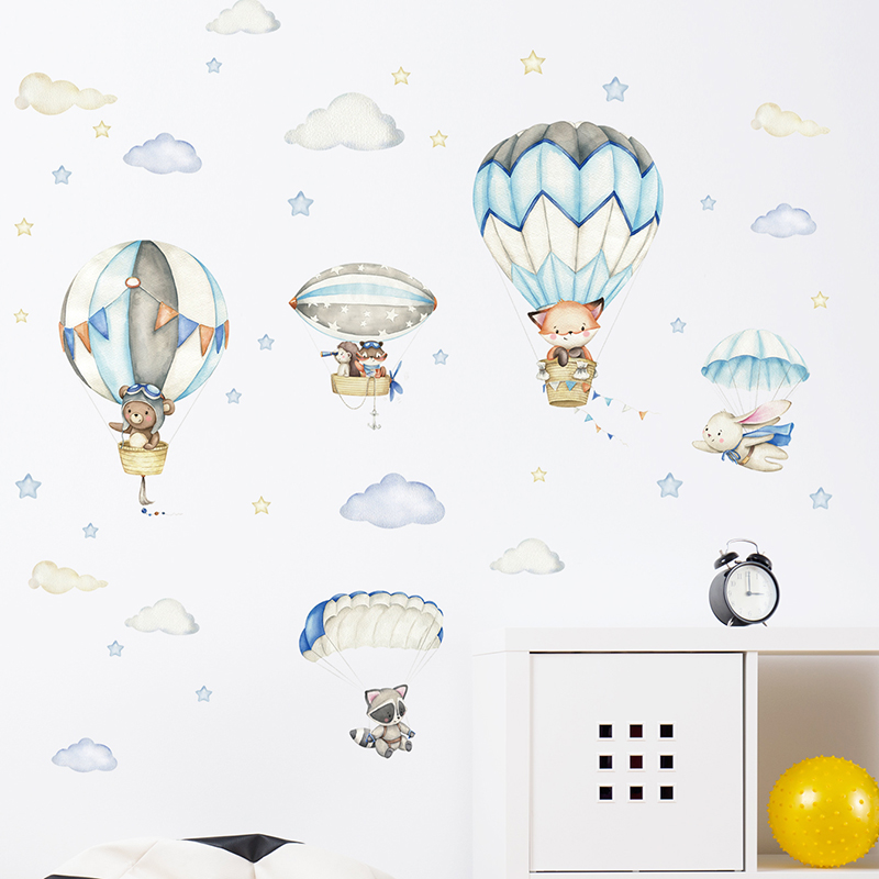Cartoon Cute Animals Hot Air B – Baby Nursery Ideas recenzja i cena