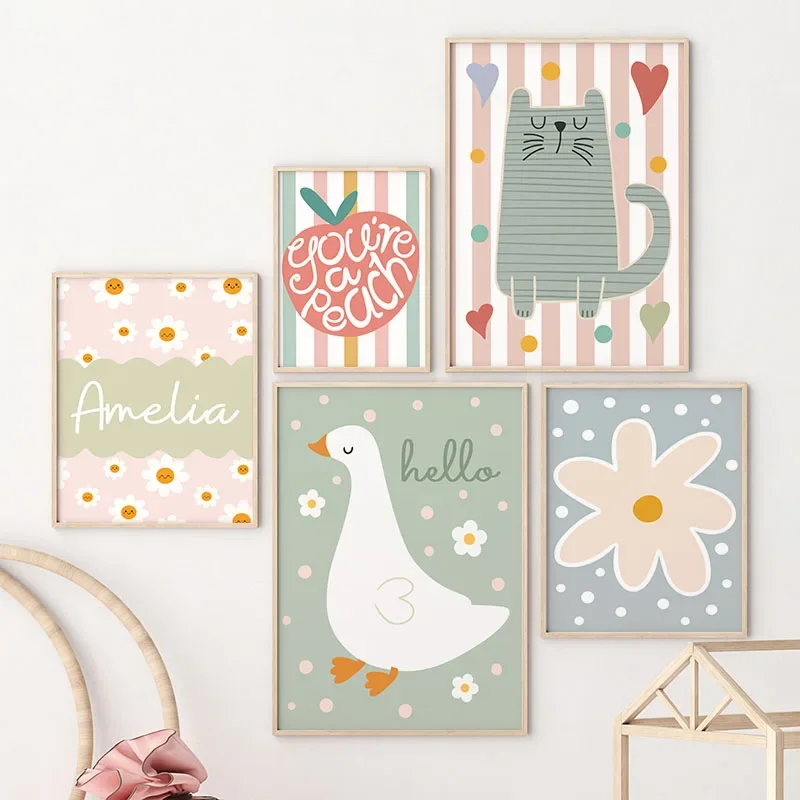 Kreskówkowy Kot Kaczka Ptak Ja – Baby Nursery Prints recenzja i cena