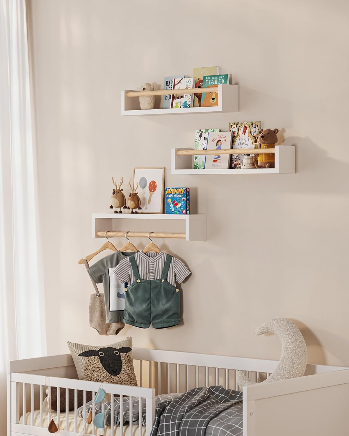 Zestaw 3 pływających półek na  – Baby Nursery Shelves recenzja i cena