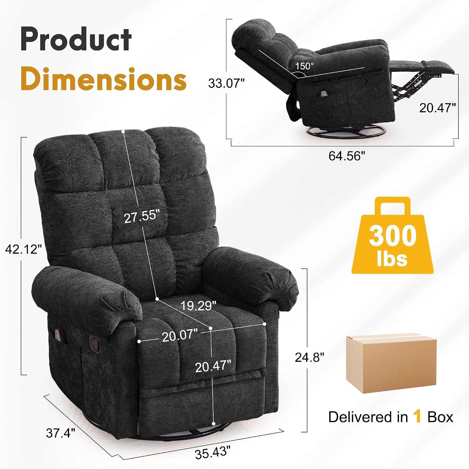 360 °   Obrotowy fotel rozkład – Rocking Chair Nursery recenzja i cena