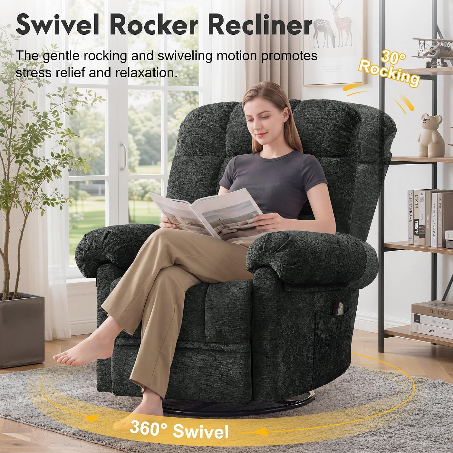 360 °   Obrotowy fotel rozkład – Rocking Chair Nursery recenzja i cena
