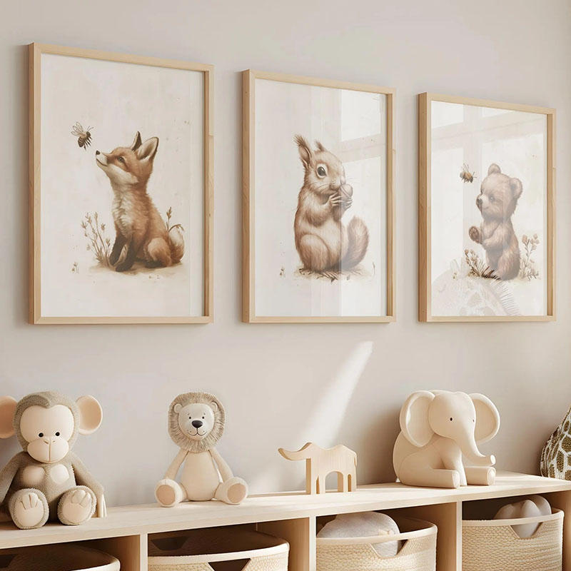 Niedźwiedź Królik Lis Jeleń Wi – Baby Nursery Prints recenzja i cena