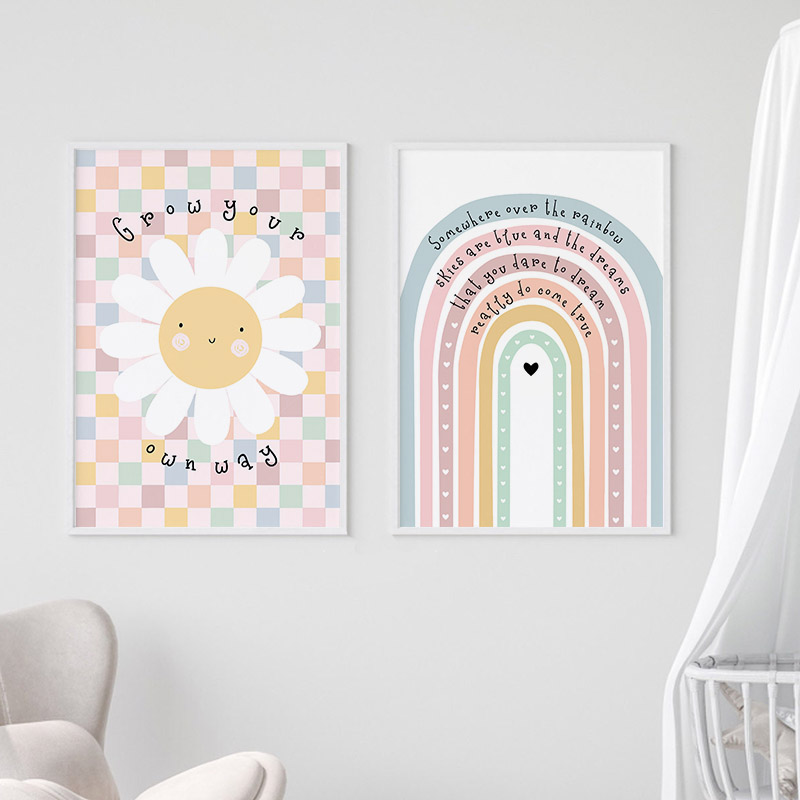 Sun Flower Rainbow Cloud Heart – Baby Nursery Prints recenzja i cena