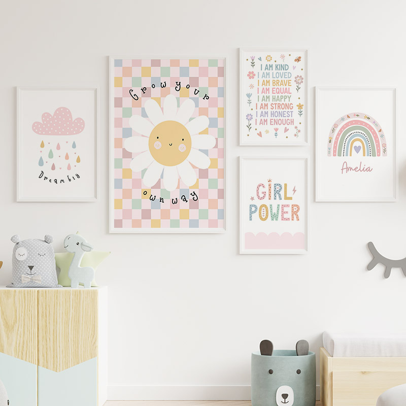 Sun Flower Rainbow Cloud Heart – Baby Nursery Prints recenzja i cena